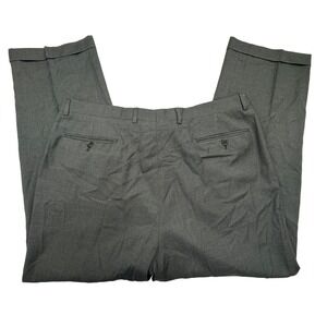 VALENTINO Mens Gray Wool Dress Pants 38 x 31 Pleated Cuffed Slacks Trouser FLAWS